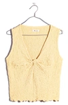 Madewell Popcorn-knit Twist-front Sleeveless Crop Top In Sundried Wheat