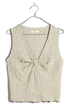 Madewell Popcorn-knit Twist-front Sleeveless Crop Top In Forgotten Landscape