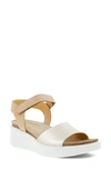 Ecco Corksphere™ Flowt Wedge Cork Sandal In Pure White Gold/ Powder