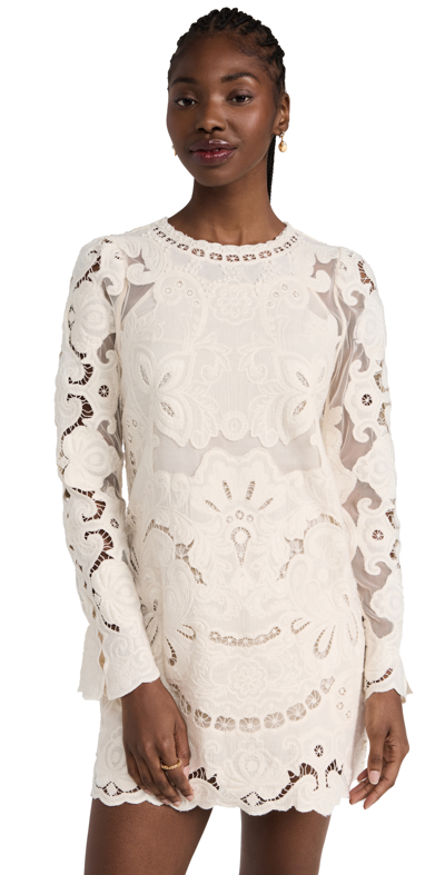 Sea Lysa Long Sleeve Cotton Lace Dress In Cream ModeSens