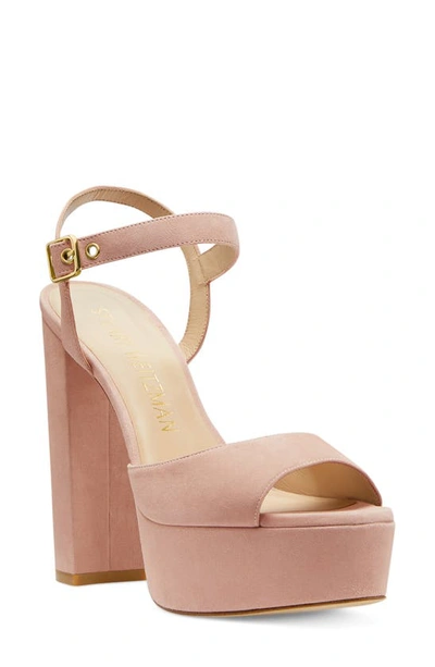 Stuart Weitzman Ryder Suede Platform Sandal In Beige