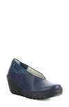 Fly London Yoza Wedge Ballet Shoe In Ocean Mousse