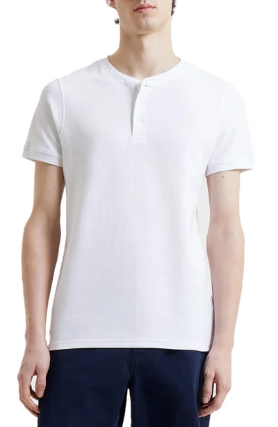 French Connection Micro Piqué Short Sleeve Henley In White
