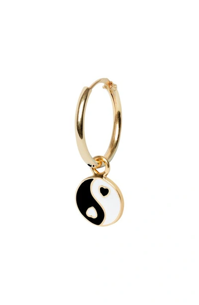 Wilhelmina Garcia Gold & Black Yin & Yang Single Earring