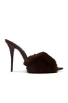 Saint Laurent Gippy Faux Fur Mule Sandals In Brown
