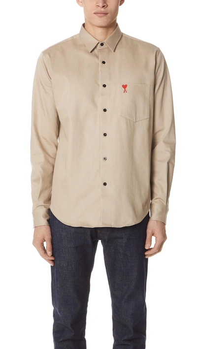 Ami Alexandre Mattiussi Button Down Shirt In Beige