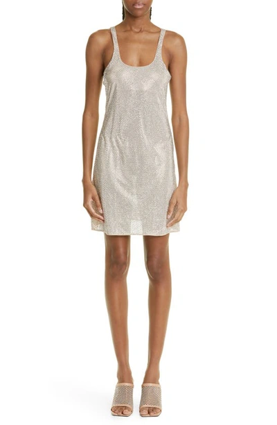 Stella Mccartney Crystal Strass Silk Mini Dress In Silver