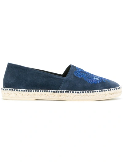 Kenzo Classic Suede Tiger Espadrilles In Blue