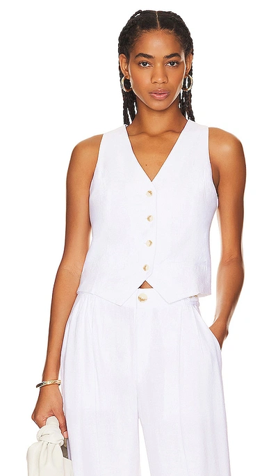 1.state Button Front Micro Waistcoat In Ultra White