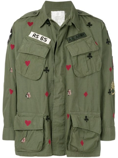 As65 Embroidered Jungle Jacket In Dark Green