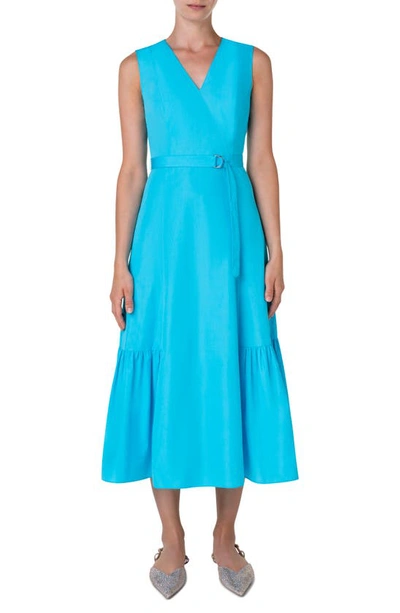 Akris Punto Women's Cotton Poplin Midi Dress In Turquoise