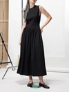 Totême Dropped-waist Organic-cotton Jersey Midi Dress In Black