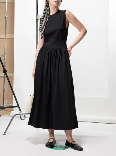 Totême Toteme Sleeveless Cotton Midi Dress In Black
