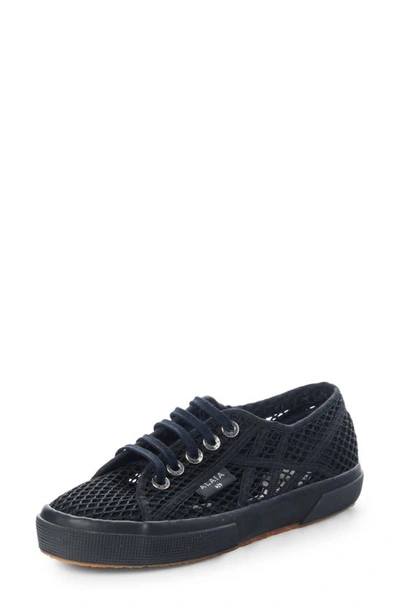 Alaïa X Superga Fishnet Lace-up Sneaker In Black