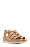 Sorel Joanie Iii Ankle Strap Wedge Platform Sandal In Honest Beige/ Chalk