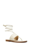 Michael Michael Kors Women's Jagger Studded Leather Lace-up Sandals In Cream