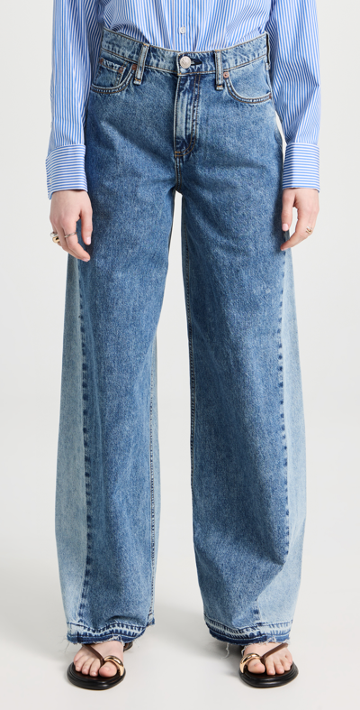 Rag & Bone Women's Sofie Two-tone High-rise Wide-leg Jeans In Double Indigo