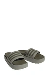 Adidas Originals Adilette Platform Sandal In Silver / Olive/ Silver Pebble