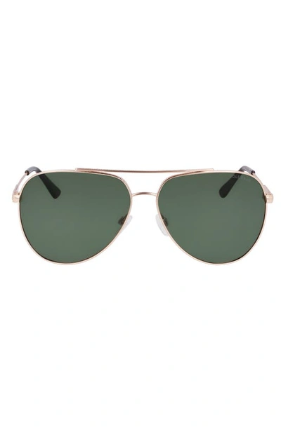Cole Haan 60mm Polarized Aviator Sunglasses In Gold