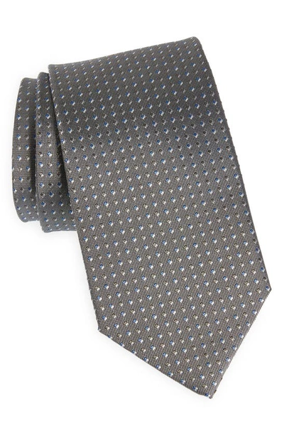 David Donahue Dot Silk Tie In Gray