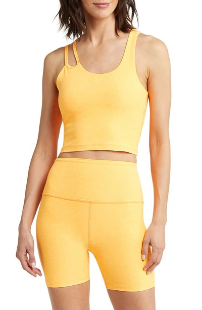 Beyond Yoga Shapeshift Asymmetric Crop Tank In Mango Pop Heather