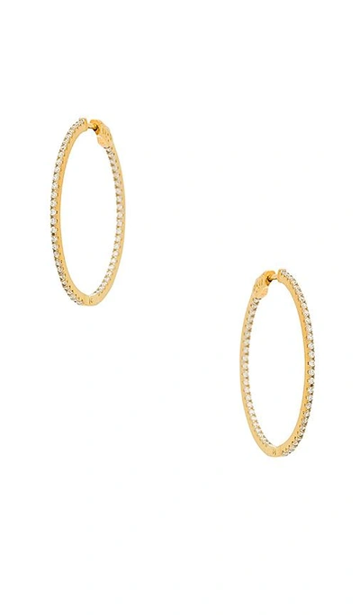 The M Jewelers Ny The Thin Pave Hoops In Metallic Gold.