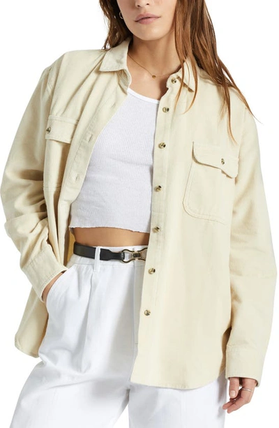 Brixton Bowery Oversize Corduroy Shirt Jacket In Whitecap