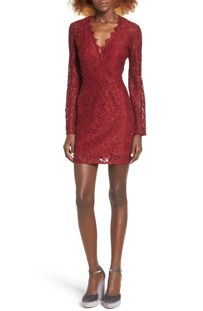 Wayf Say It Out Loud Lace Dress In Burgundy