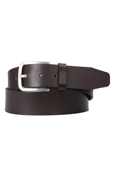 Hugo Boss Janni Leather Belt In Dark Brown