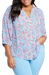 Nydj Semisheer Pintuck Blouse In Pacific Meadows