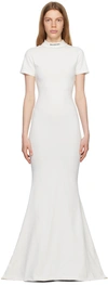 Balenciaga Embroidered Stretch-cotton Jersey Maxi Dress In White