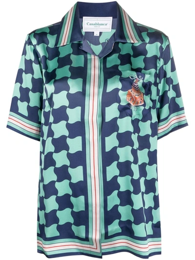 Gucci Hawaiian Print Silk Shirt in Blue