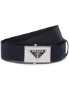 Prada Woven Nylon Belt In Blue