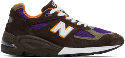 New Balance Brown Made In Usa 990v2 Sneakers In Multi-colored