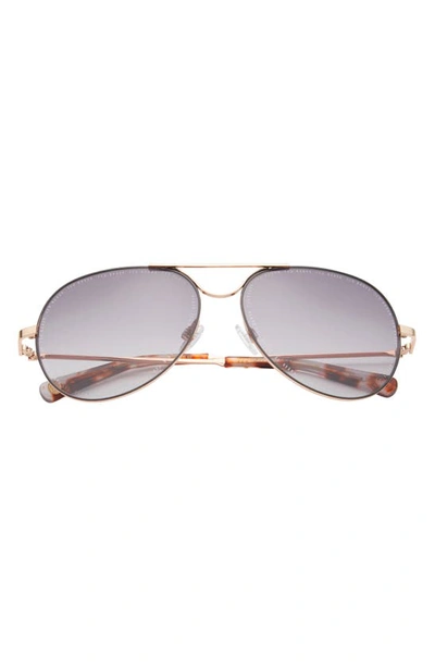 Ted Baker 58mm Polarized Aviator Full Rim Sunglasses In Black