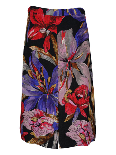 Dries Van Noten Floral Printed Midi Skirt In Multicolour