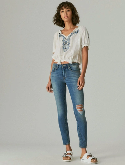 Lucky Brand Women's Mid Rise Ava Super Skinny Destruct In Multi
