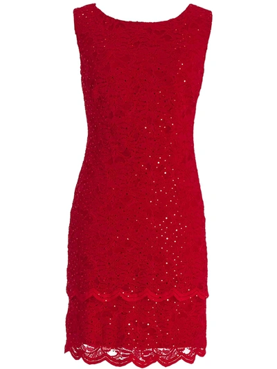 Connected Apparel Womens Lace Sleeveless Cocktail And Party Dress In Red