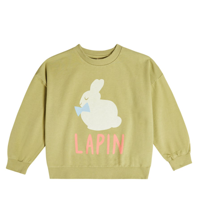 Jellymallow Kids' Lapin Printed Cotton Sweatshirt In Khaki