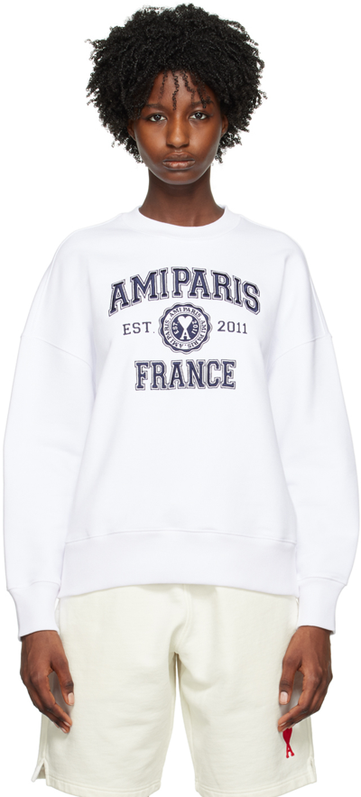 Ami Alexandre Mattiussi Paris France Printed Sweatshirt In White