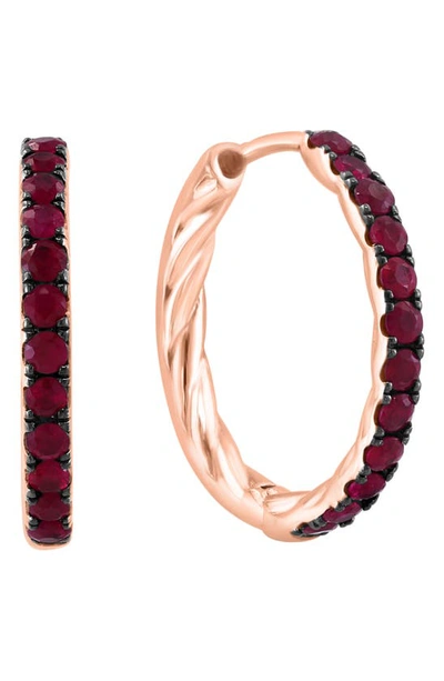 Effy Twisted Hoop Earrings In Ruby / Rose Gold