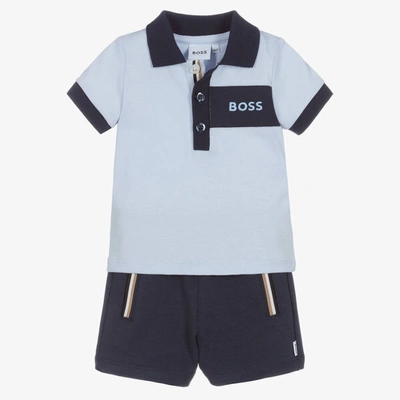 Hugo Boss Baby Boys Blue Logo Shorts Set