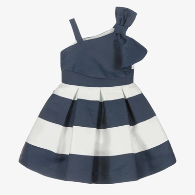 Abel & Lula Babies' Girls Navy Blue & White Striped Dress
