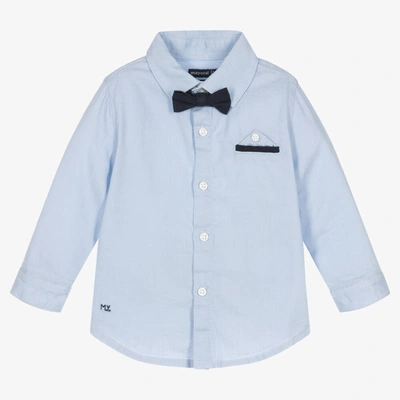 Mayoral Kids' Boys Blue Cotton Shirt & Bow Tie