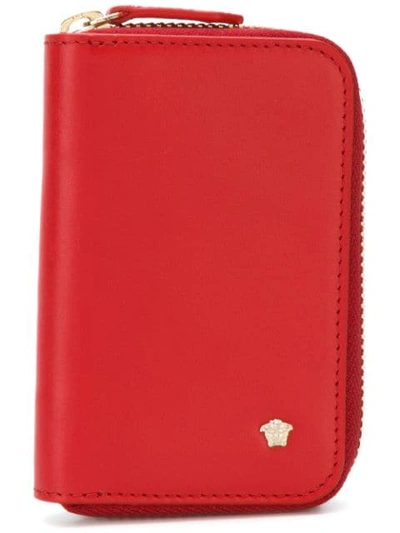 Versace All Around Zip Cardholder In Red