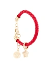 Versace Woven Charm Bracelet In Red
