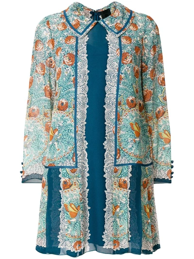 Anna Sui Floral Shirt Dress - Blue