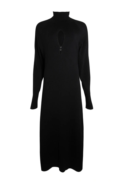 Altu Mock Neck Pierced Dress In Black
