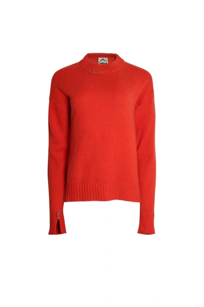 Altu Pierced Slit Sweater In Fire Red