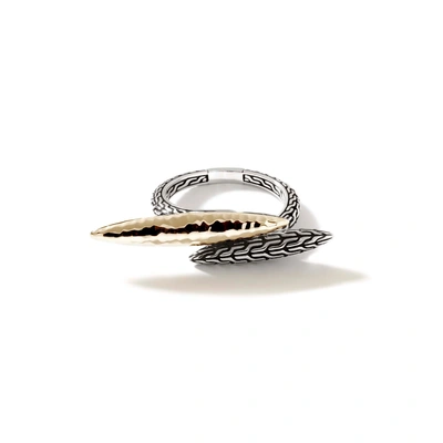 John Hardy Carved Chain Palu Ring In Sterling Silver & 18k Gold